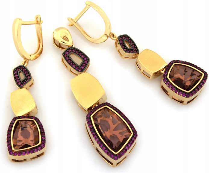 Zlatý komplet šperků 585 s kameny 20.09 g, módní sada šperků