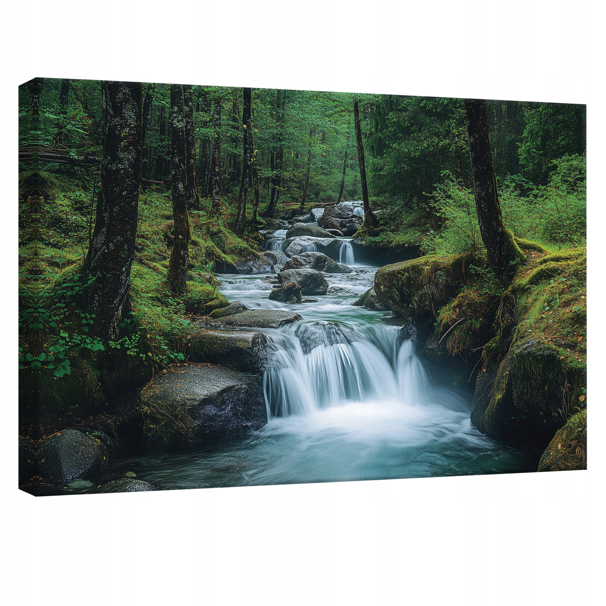 Obraz 120x80 Les potok vodopád kameny mech zeleň příroda klid