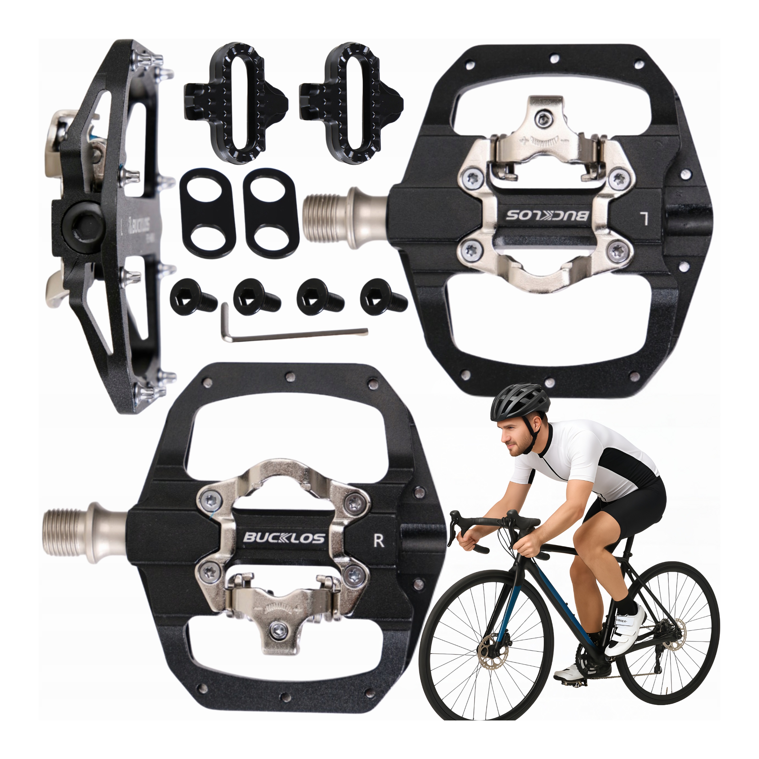 Pedały Spd Rowerowe Bloki Zatrzaskowe Aluminiowe Mtb Platformowe Dwustronne