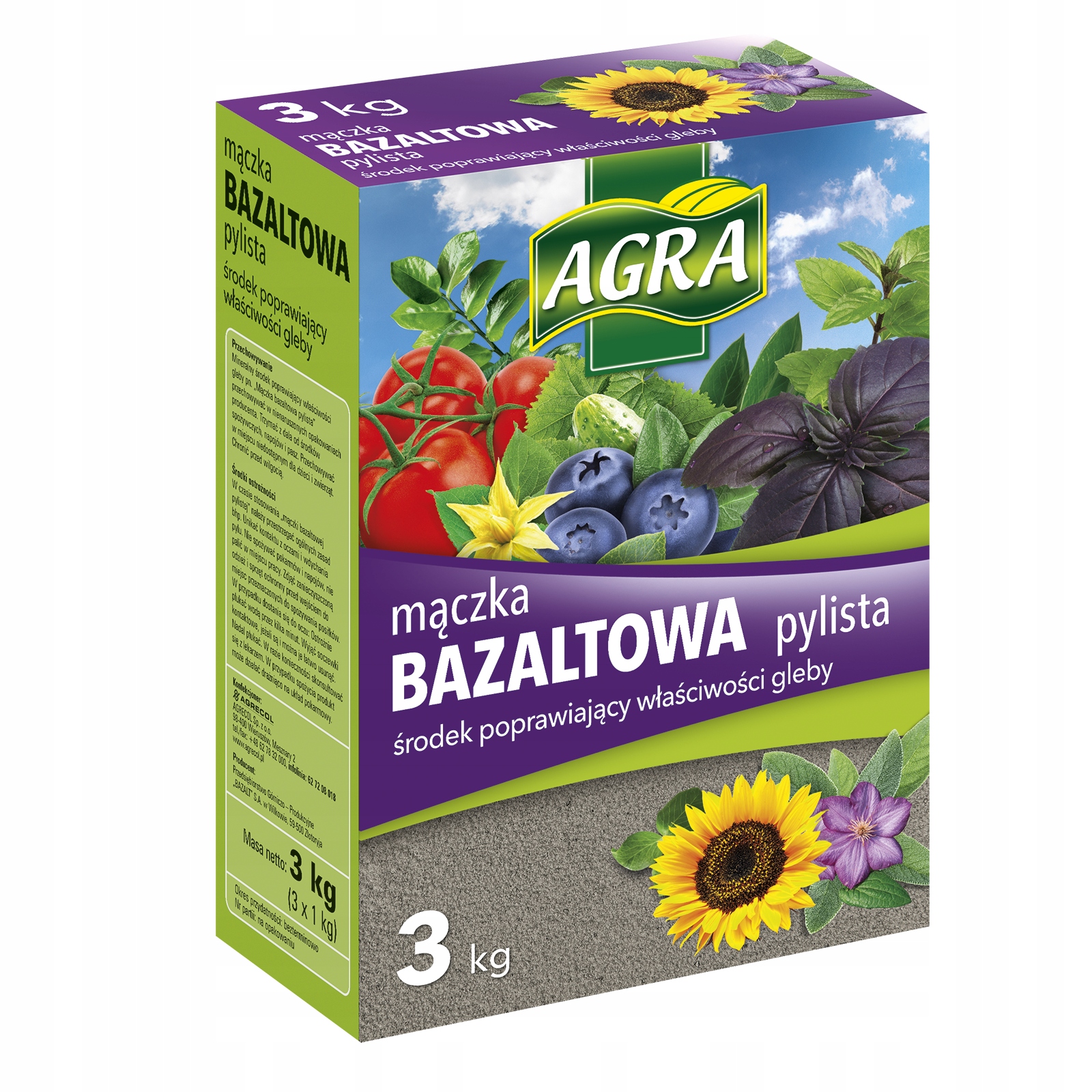 

Mączka Bazaltowa Ulepszacz Gleby 3kg Agra