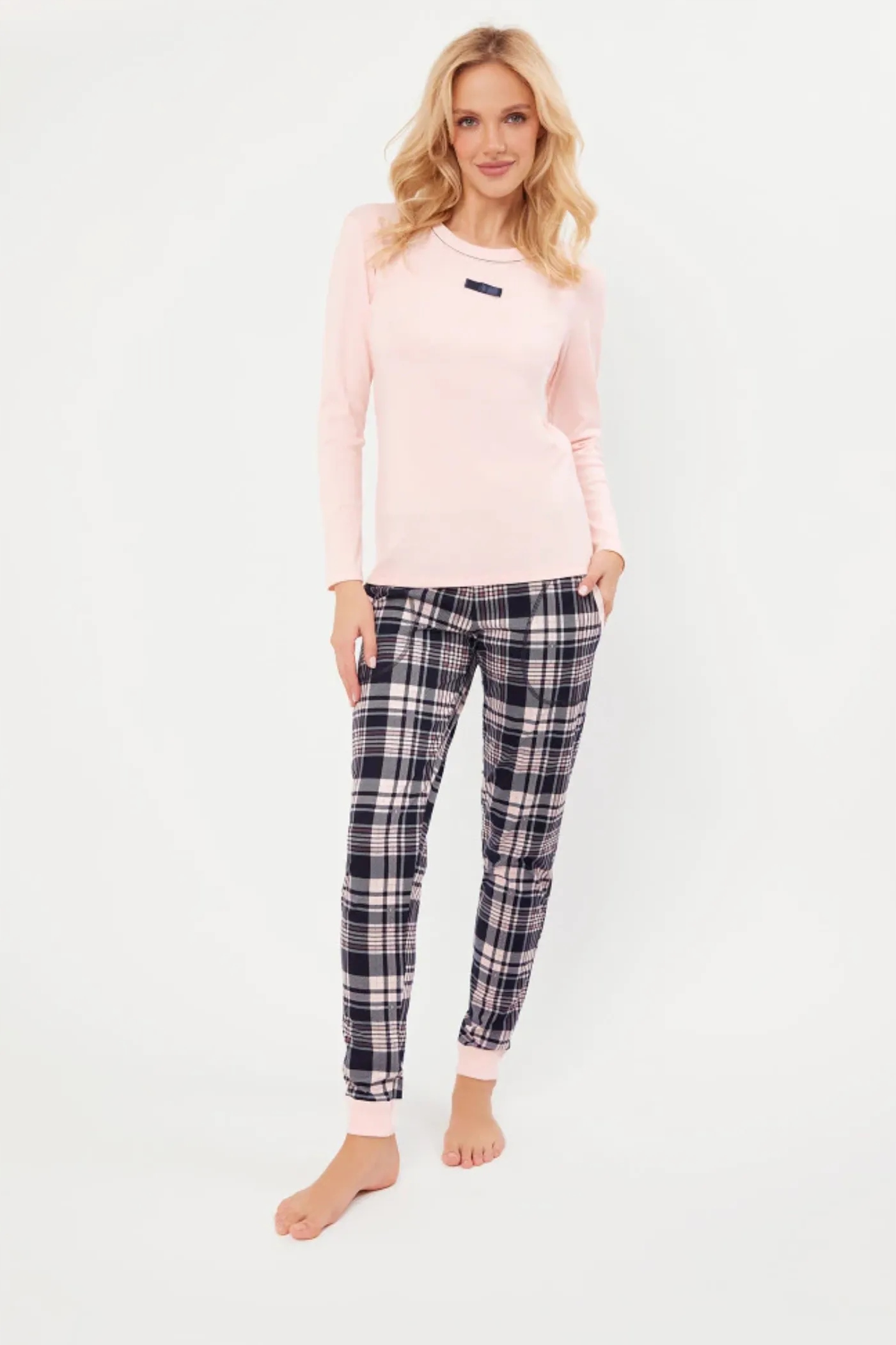 Dámské pyžamo Dona s dlouhým rukávem, růžové Italian Fashion XXL
