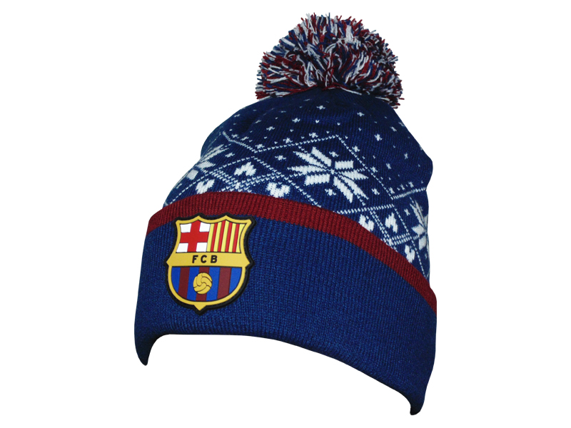 Fc Barcelona Czapka Zimowa Z Pomponem Ski Na Zimę Niebieska L/XL