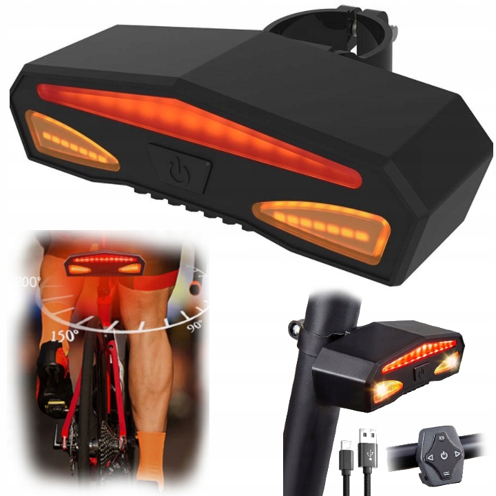 Lampka Rowerowa Kierunkowskazy Pilot Tył do Roweru Wodoodporna Led Tylna