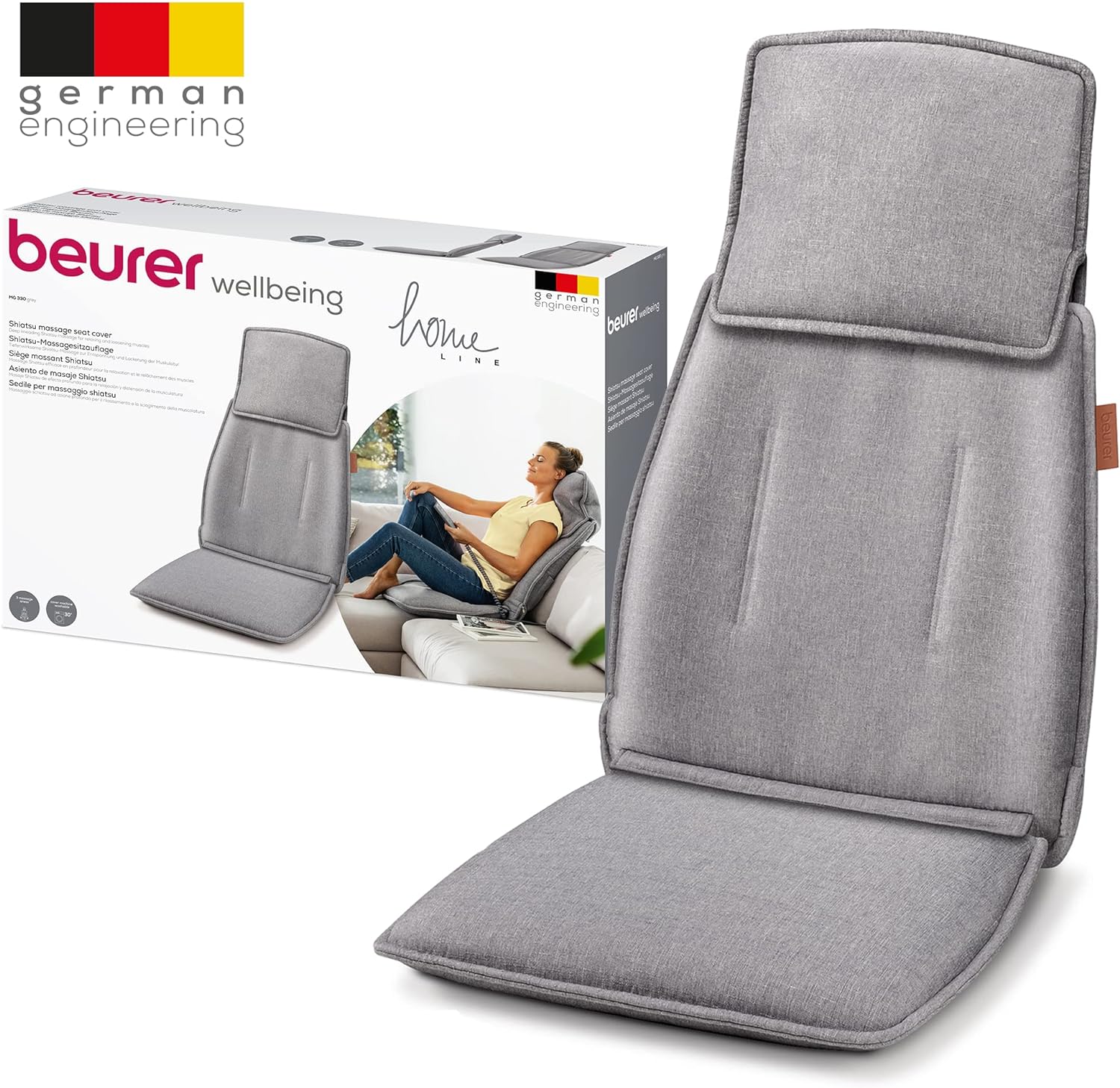 Beurer Mg 330 Shiatsu Nakładka do masażu, 3 strefy masażu i 2 intensywności