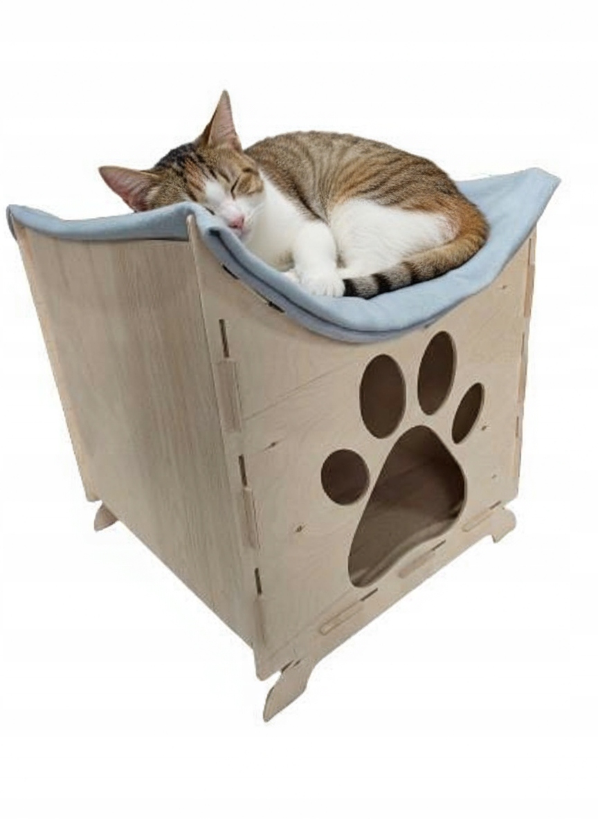 Prostorný dům pro kočky s lehátkem na střeše, plně demontovatelný