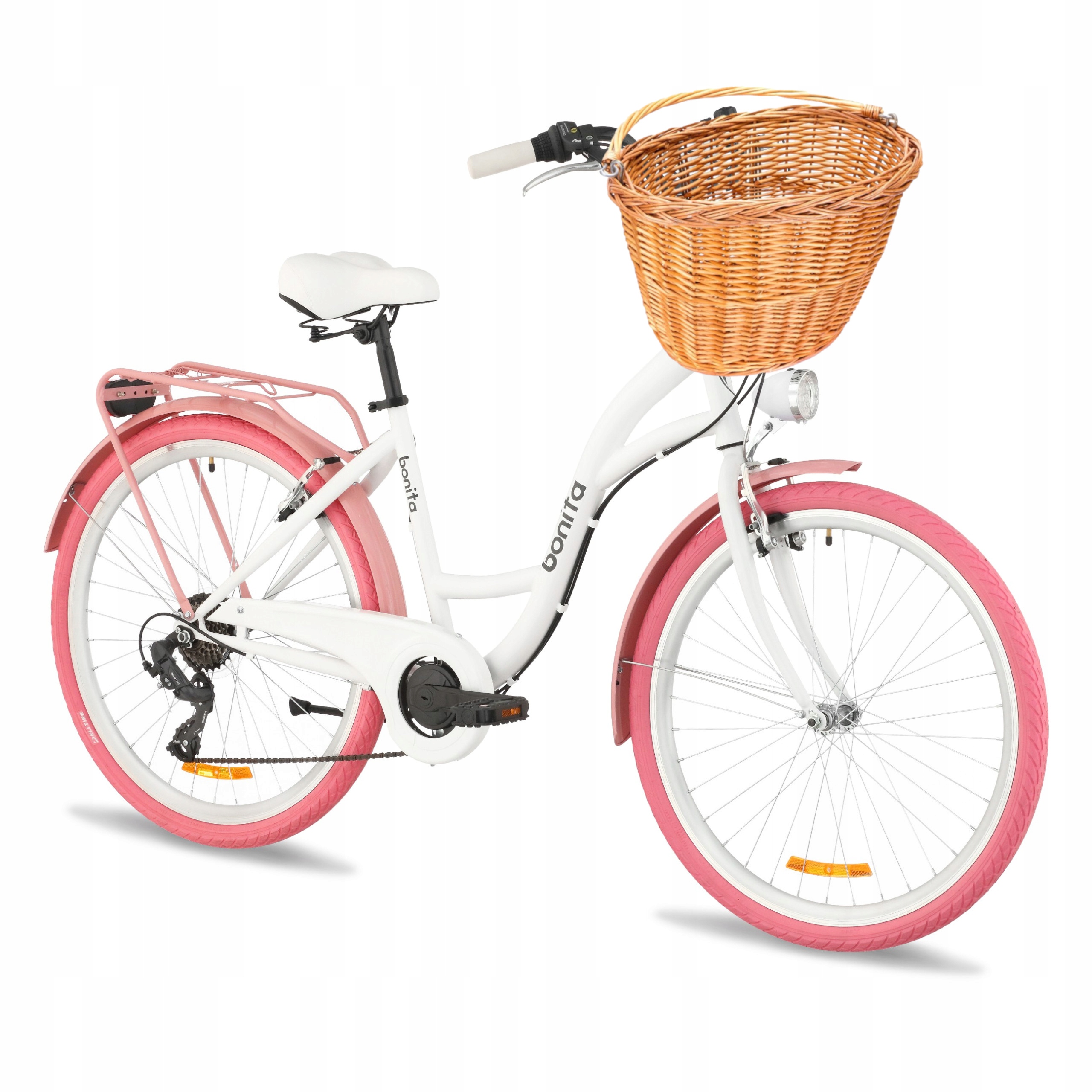 Damski Miejski Rower 26 Cali 7 Biegów Shimano Damka Lekka Kosz Wkład