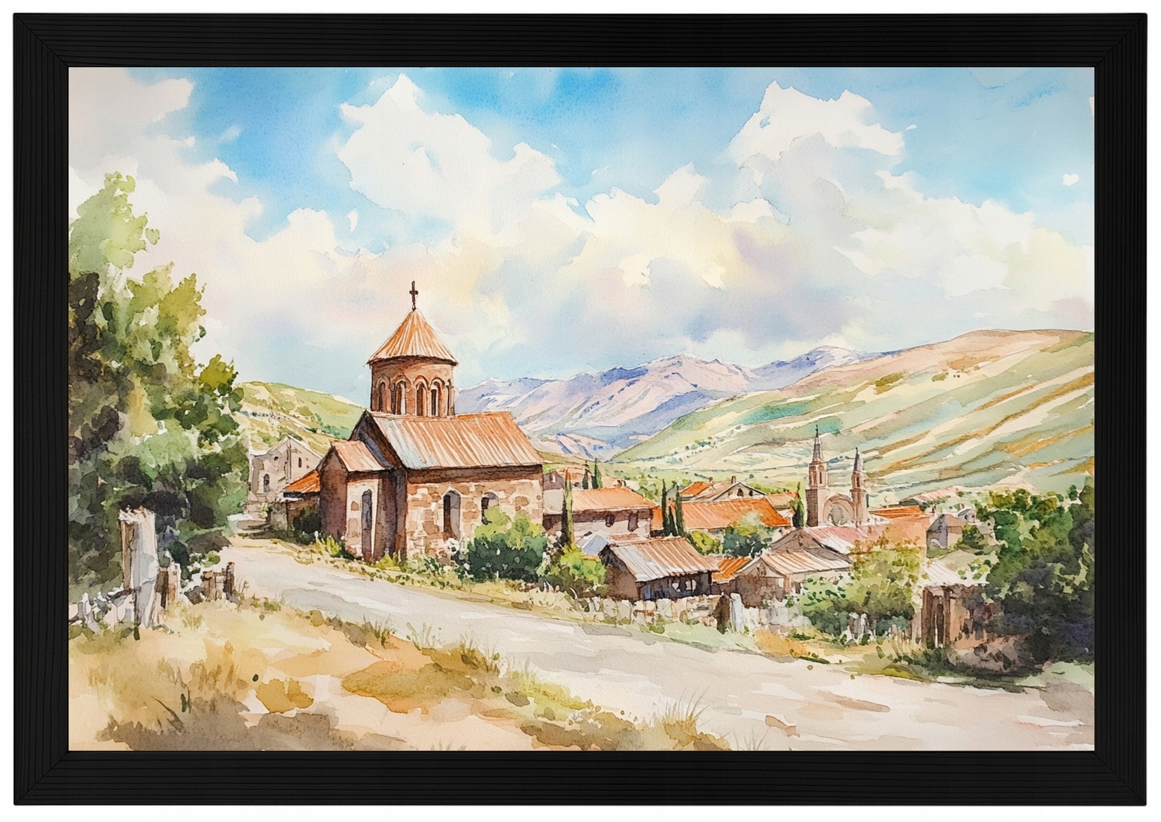 Plakát S Rámeček Rámem Malebná Vesnice Klášter Hory Léto 60x40