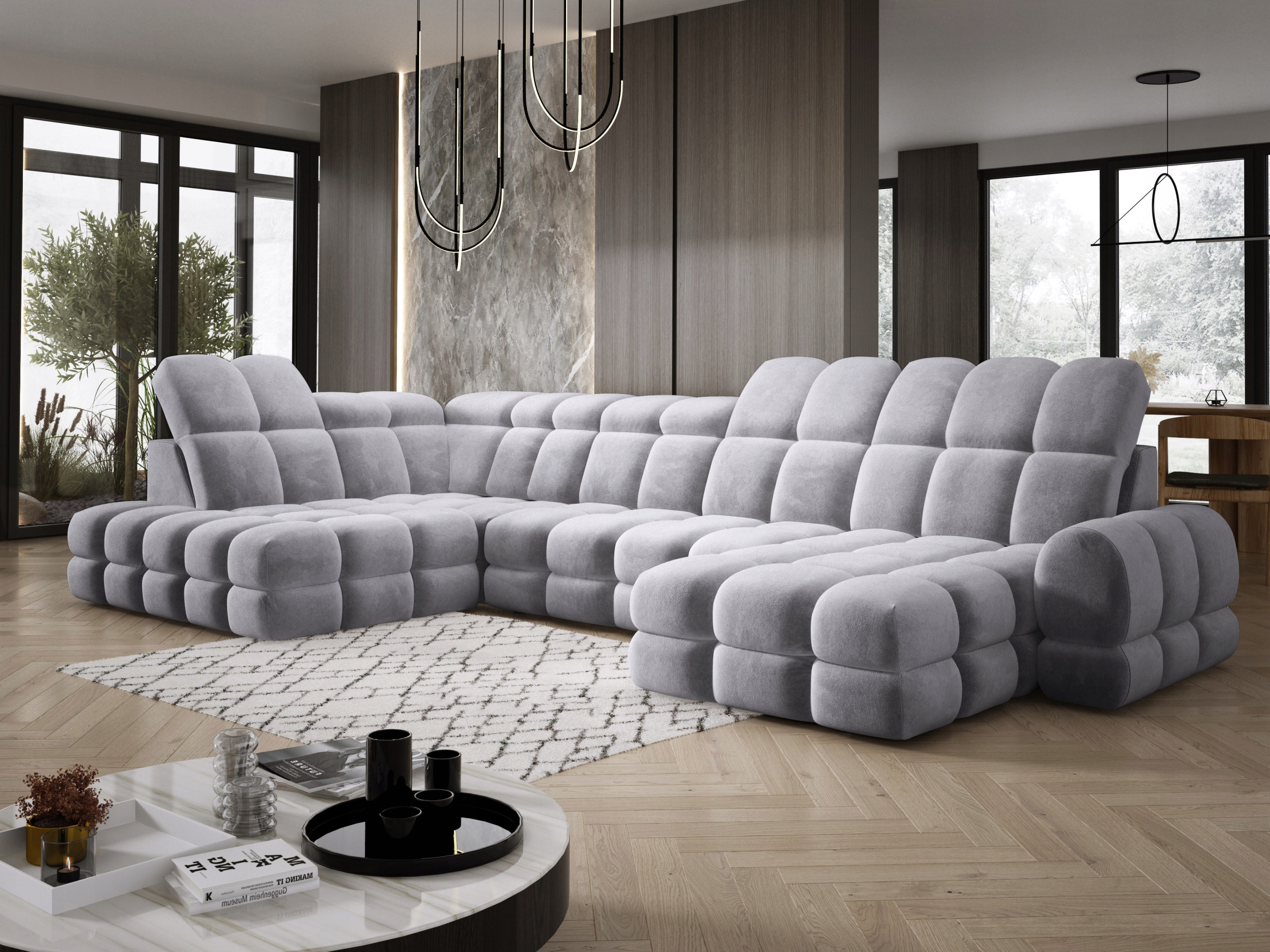 Moderní stylový Rohová Sedací Souprava Tollo XL Versailles s elektrickou funkcí spaní