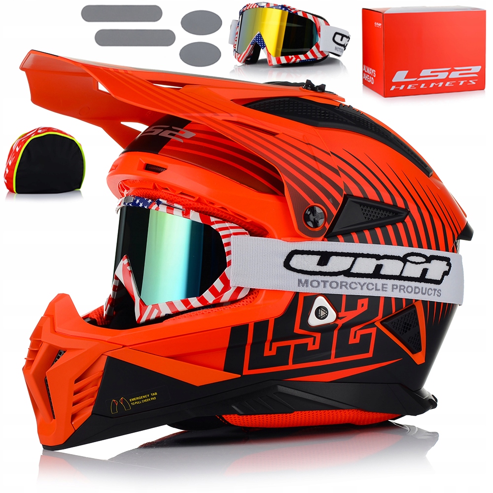 Motocyklová Prilba LS2 MX708 Fast II Duck Fluo Ľahká Enduro Cross Atv Okuliare