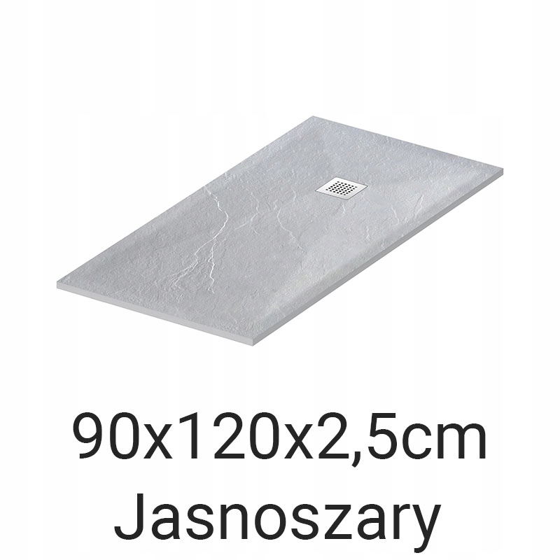 Brodzik kompozytowy antypoślizgowy Stone 90x120 Jasnoszary