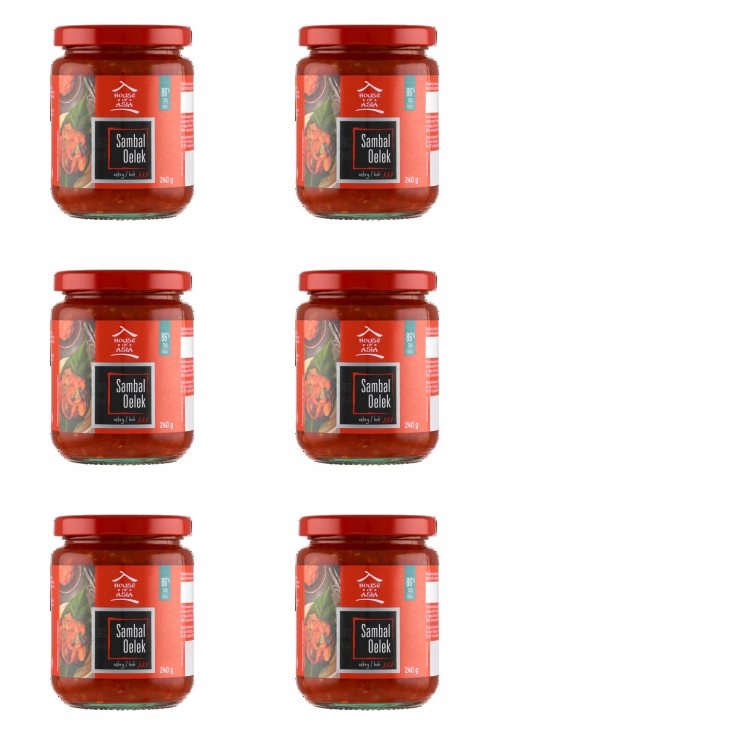 6x 240g House Of asia sos chilli sambal oelek Zgrzewka