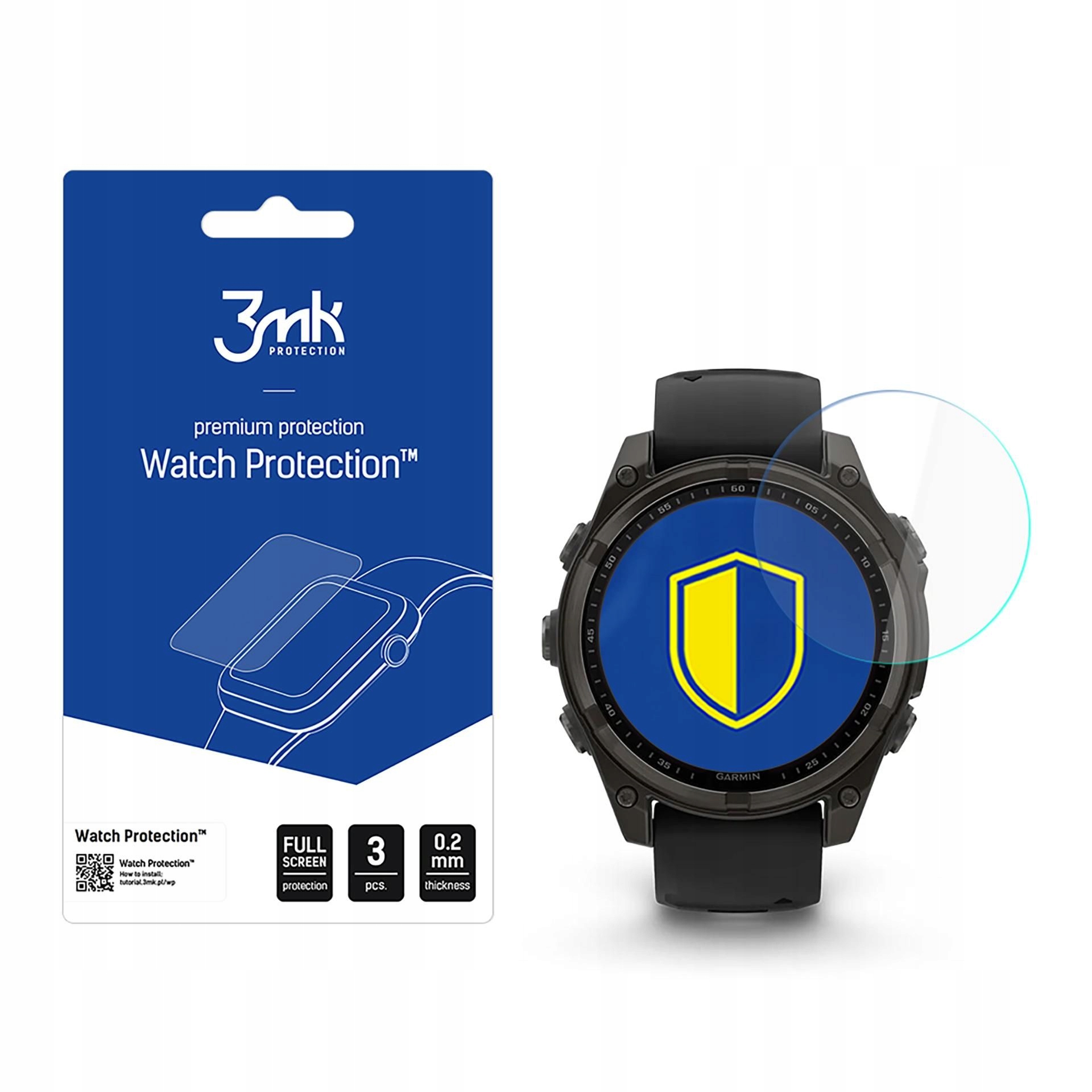 3 szt. Szkło hybrydowe 3mk na ekran do Garmin Fenix 8 Solar/Sapphire 47mm