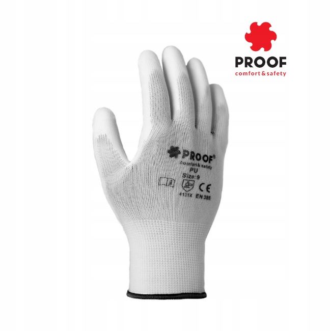 RĘKAWICE ROBOCZE OCHRONNE BUDOWLANE BIAŁE PU PROOF RĘKAWICZKI 7 - 10 par Model RĘKAWICE ROBOCZE BIAŁE POWLEKANE PROOF