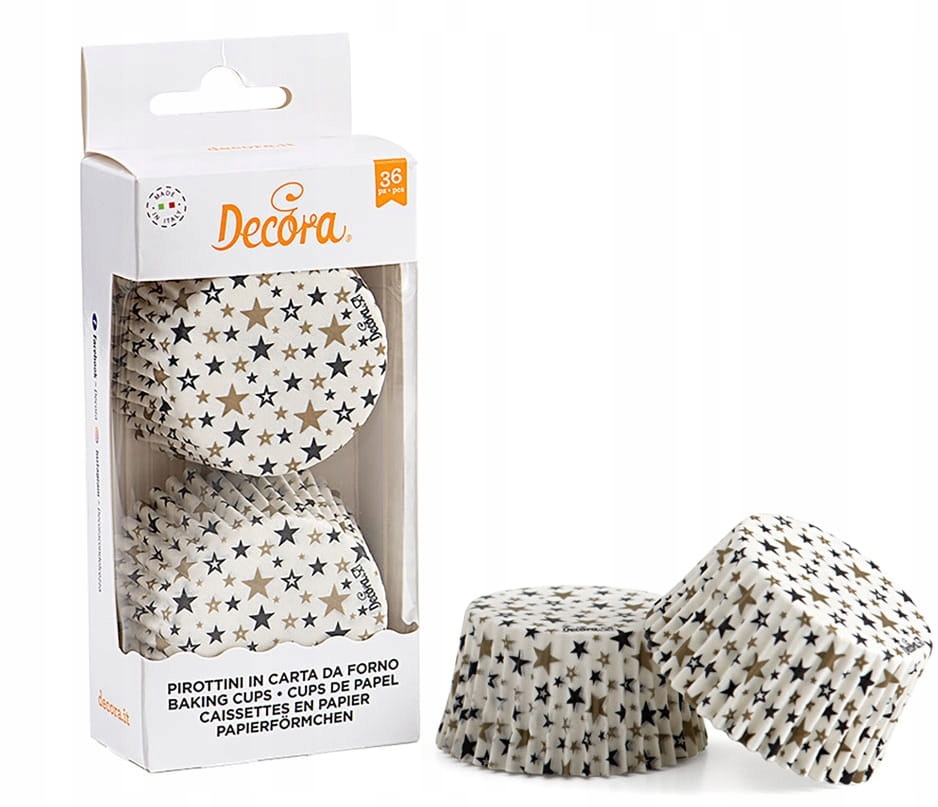 

Papilotki do muffinów Black Gold Stars 50x32mm 36s