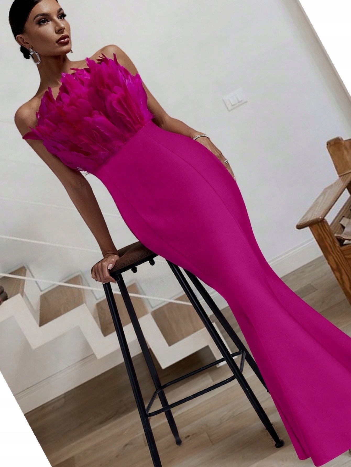 Šaty Růžová Maxi Balenážová Syrena Glamour M 38