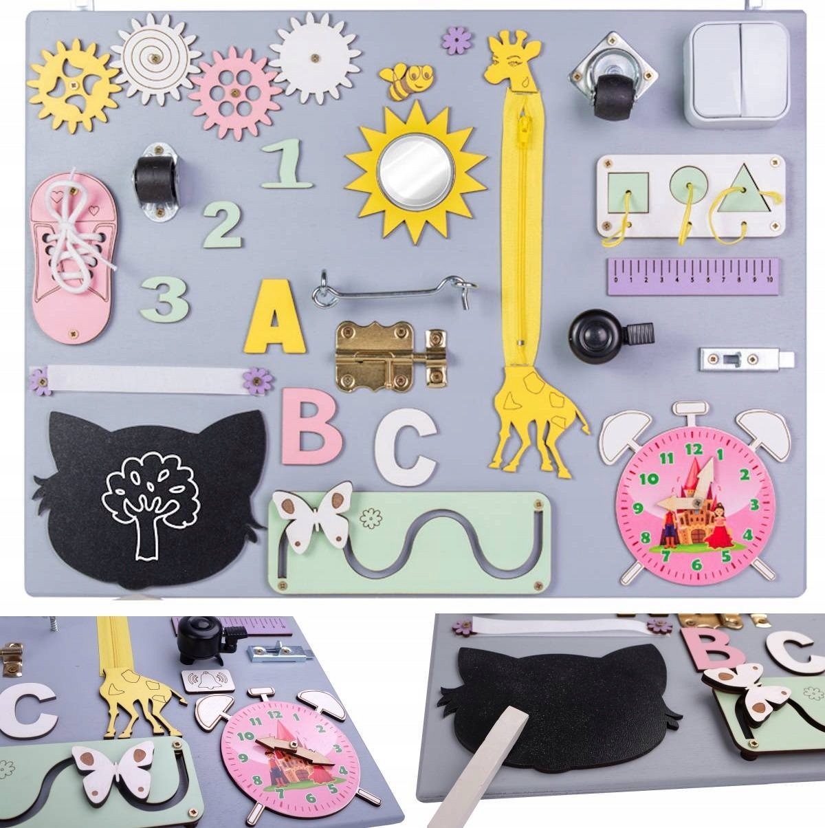 

Tablica Manipulacyjna Sensoryczna Montessori 17W1