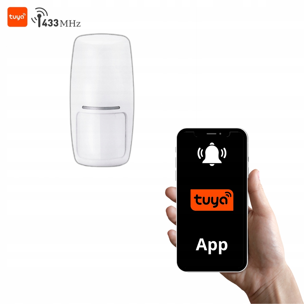 Uniwersalny czujnik Ruchu PIR Bezprzewodowy Alarmów 433MHz TUYA