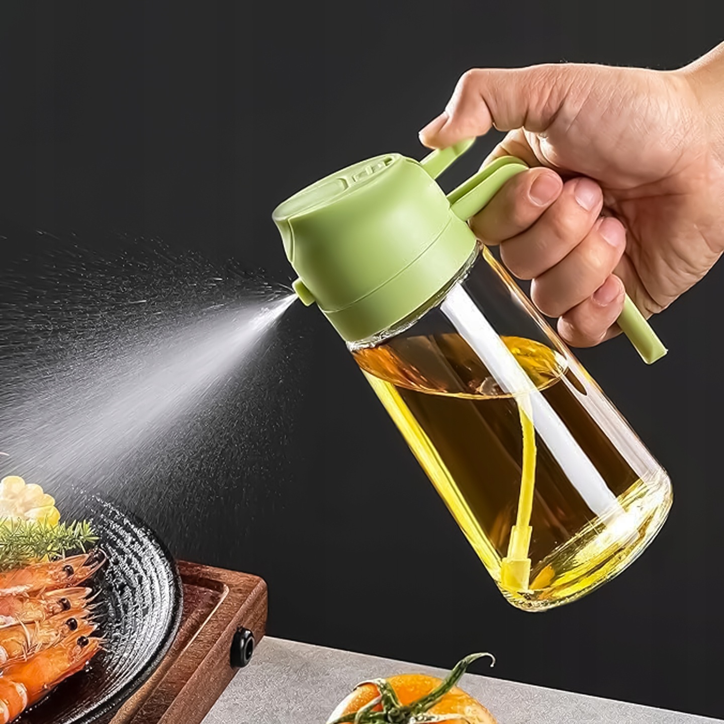 SPRYSKIWACZ SZKLANY DO OLIWY OLEJU OCTU DOZOWNIK W SPRAYU ROZPYLACZ 450 ML Kod producenta BUTELKA DO PŁYNNYCH PRZYPRAW ATOMIZER DUŻY