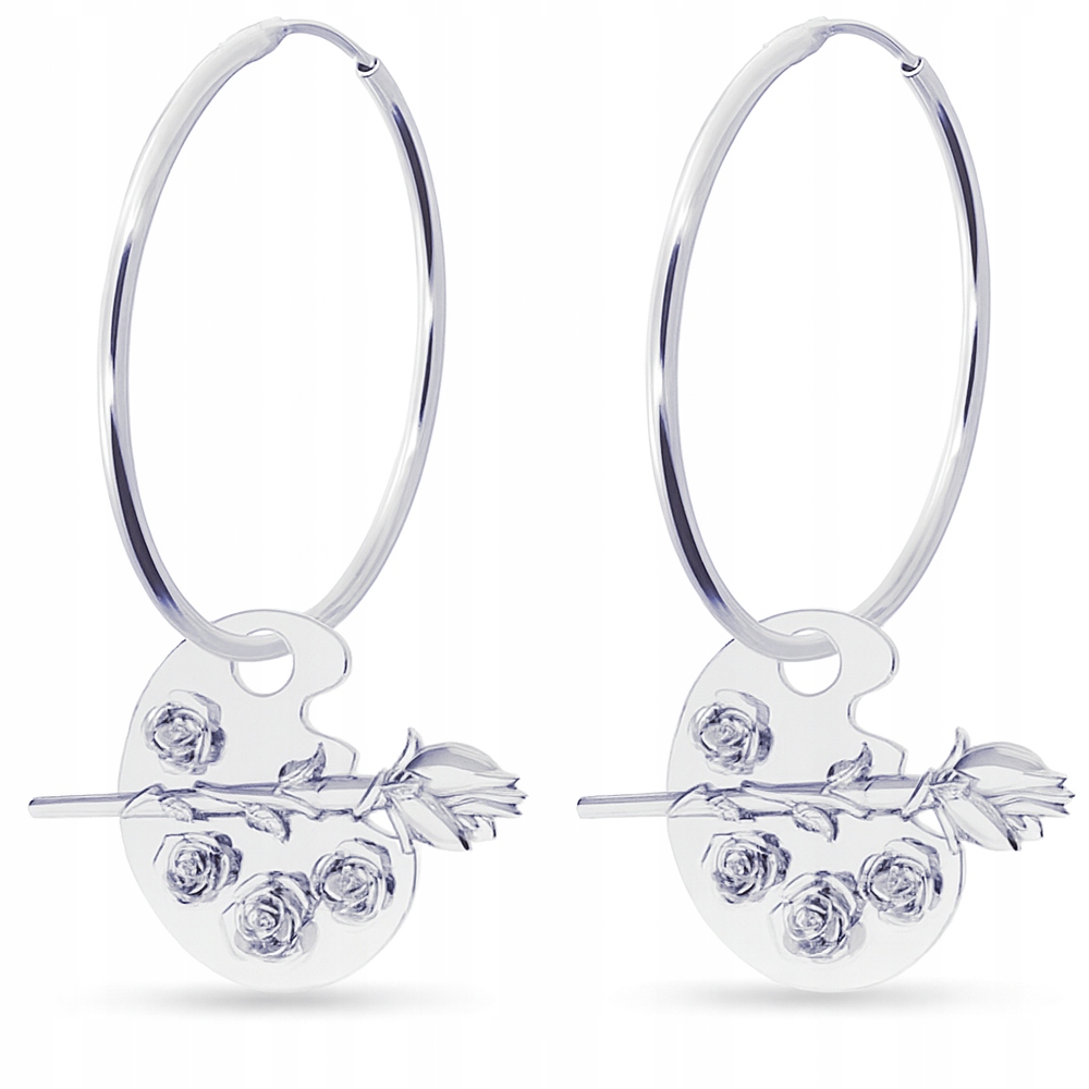 Paleta Barev S Růží Frida Kahlo Stříbrné náušnice velká kola stříbro 925