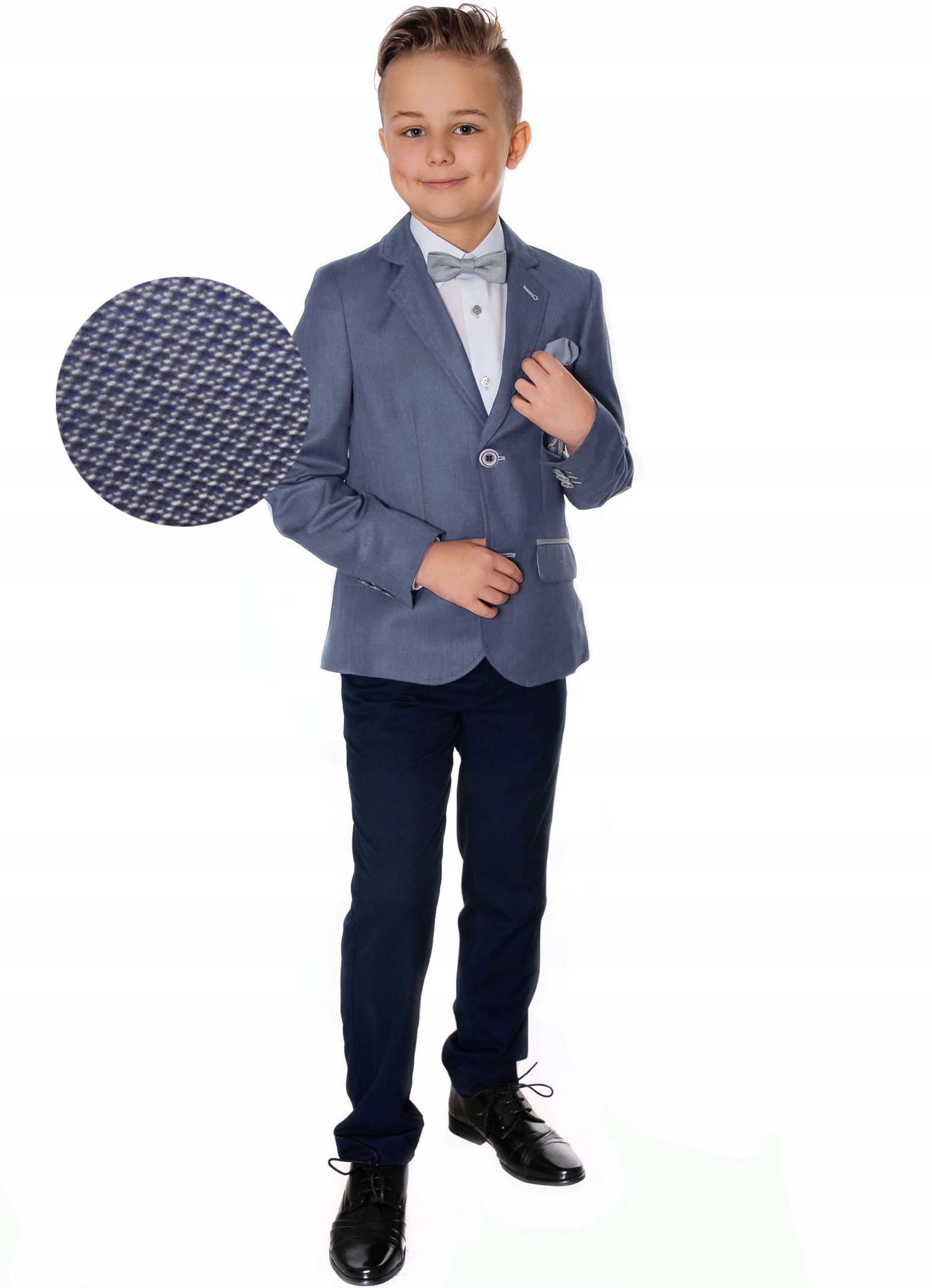GARNITUR chłopięcy dla CHŁOPCA elegancki granatowy dwuczęściowy 140 slim Płeć Chłopcy