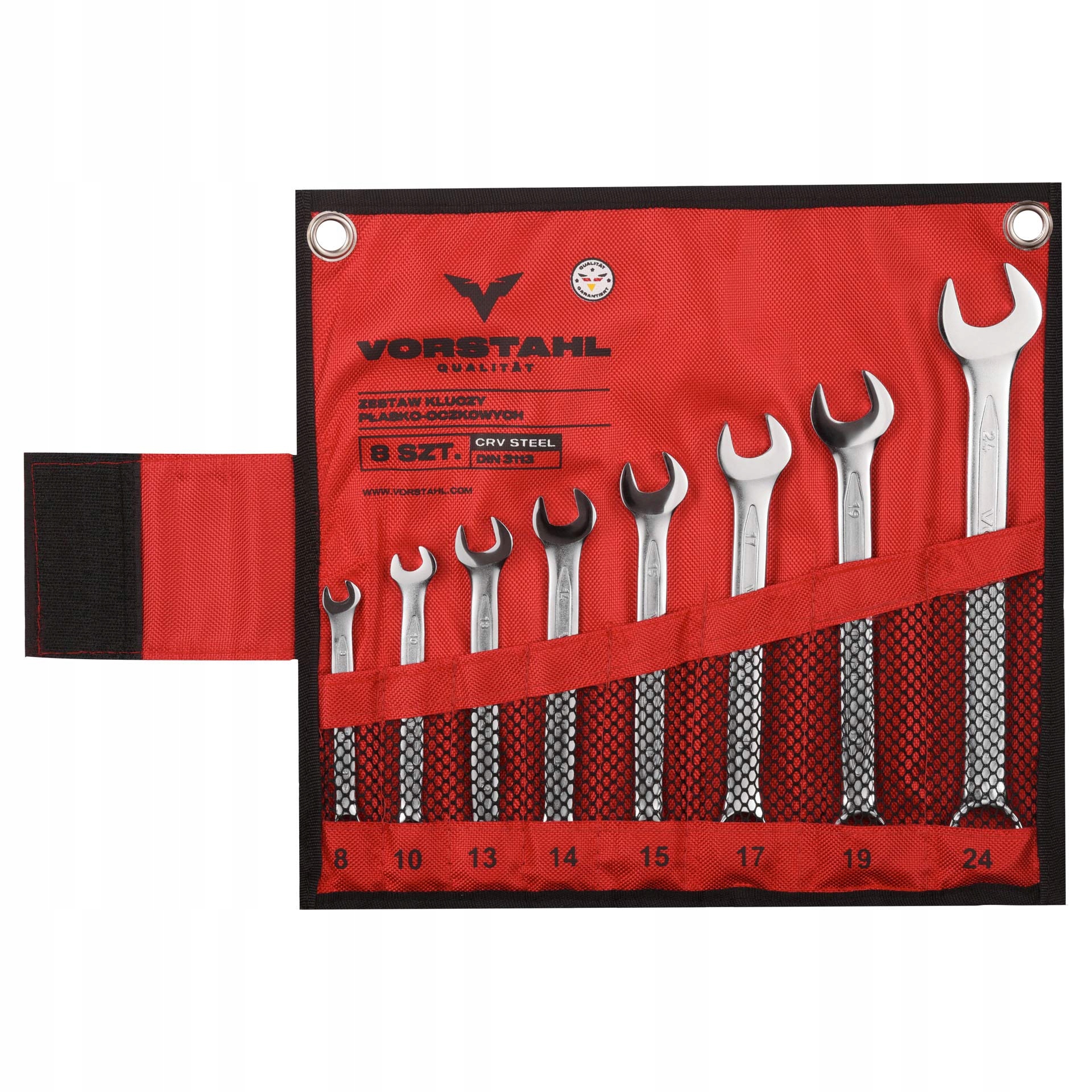 Zestaw Kluczy Płasko-oczkowych Płasko Oczkowe CrV 8szt 8-24mm Vorstahl