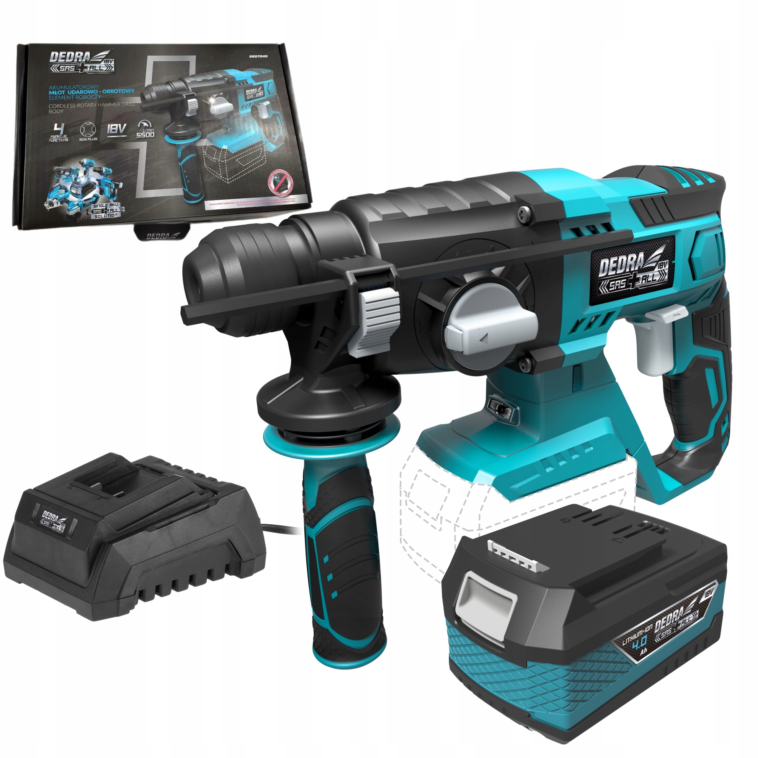 DEDRA MŁOTOWIERTARKA UDAROWA 18V 1,8J SAS+ALL +4Ah
