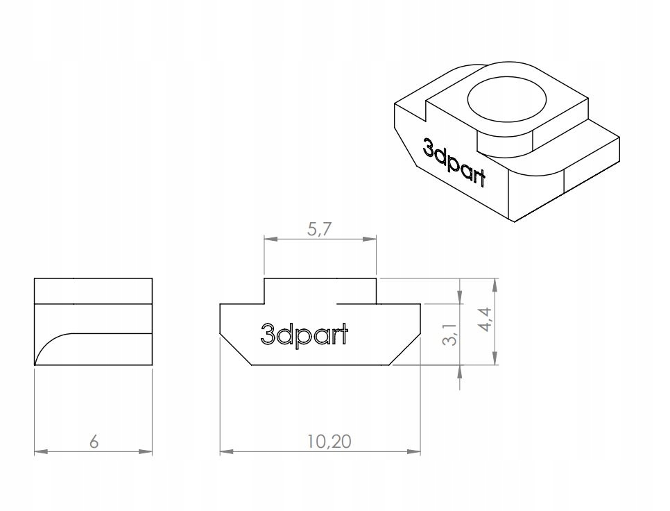 Nakrętka młoteczkowa rowek 6 mm M5 10 szt. EAN (GTIN) 5907644820948