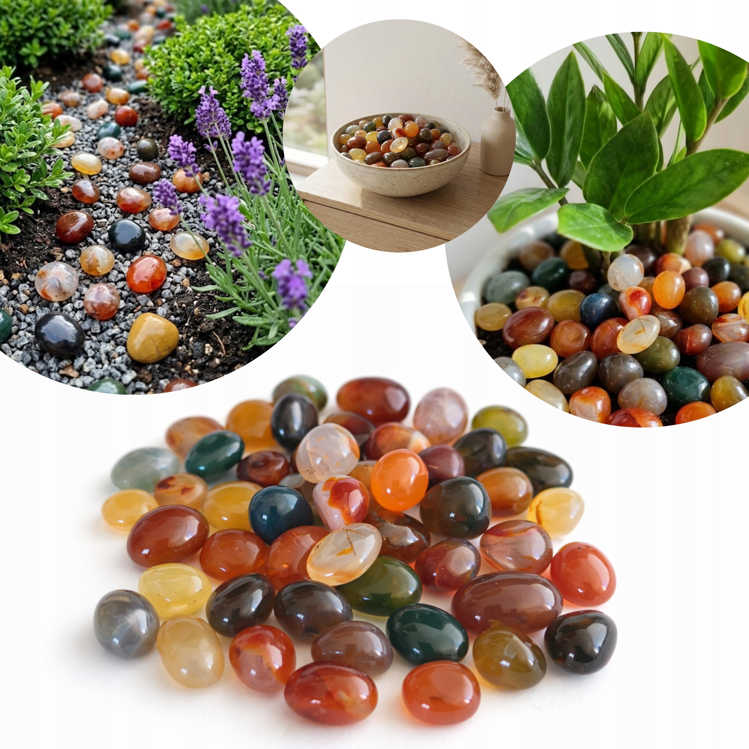 Přírodní Kameny 15-20 MM Achát MIX Barev Dekorativní Pro Rostliny 1KG