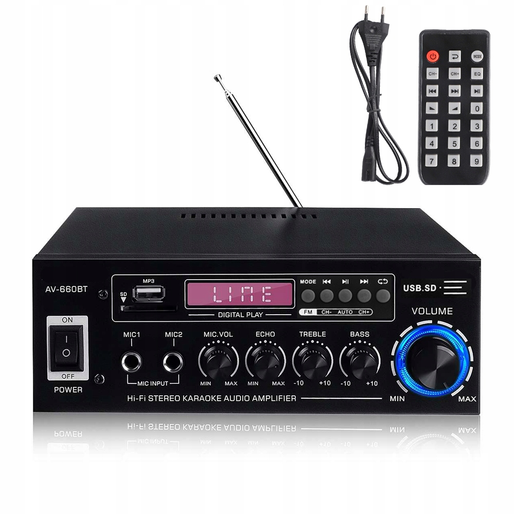 Zesilovač Pro Reproduktory Bluetooth Stereo Fm Rádio S Dálkovým Ovládáním