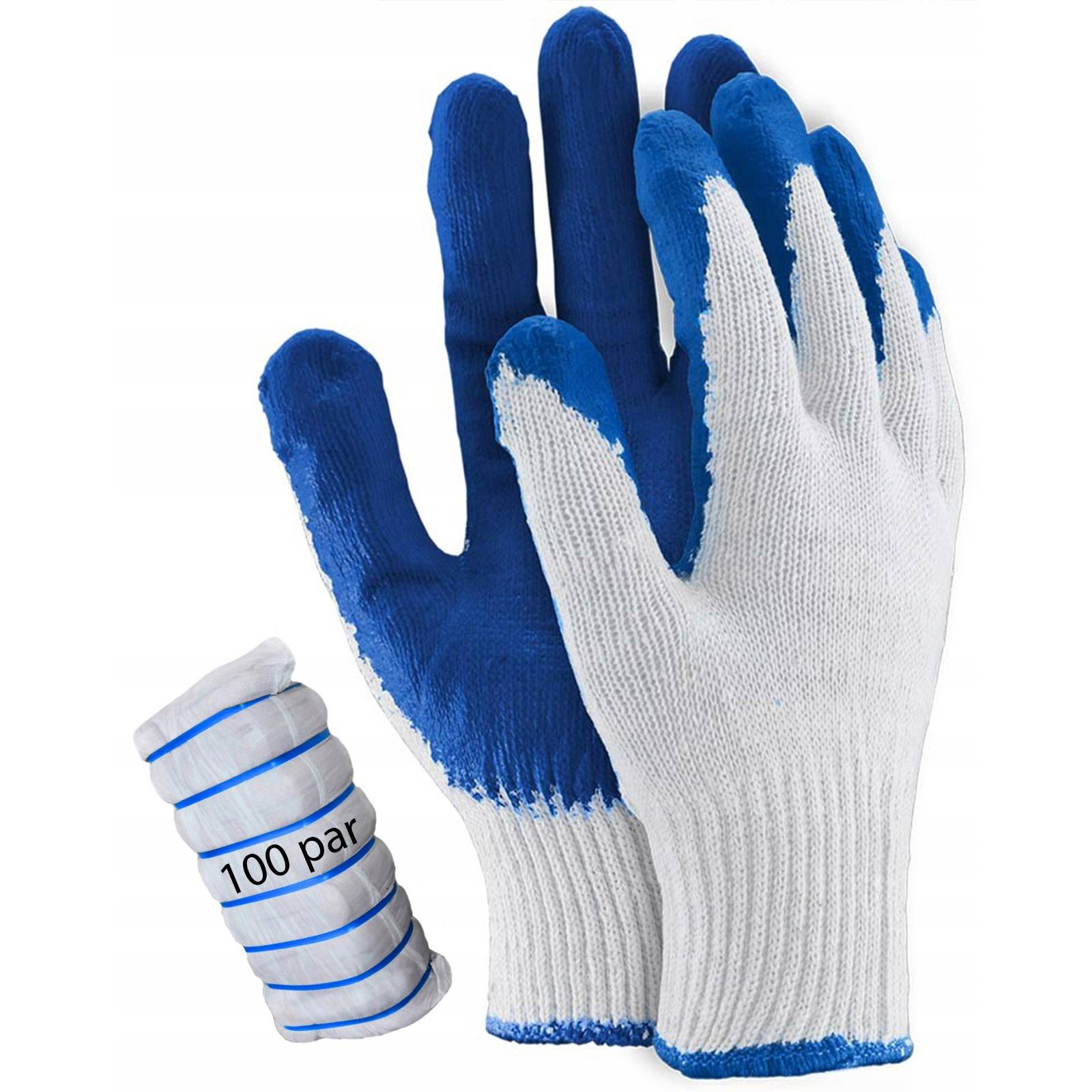 RĘKAWICE ROBOCZE 100 PAR WAMPIRKI POWLEKANE NIEBIESKIE