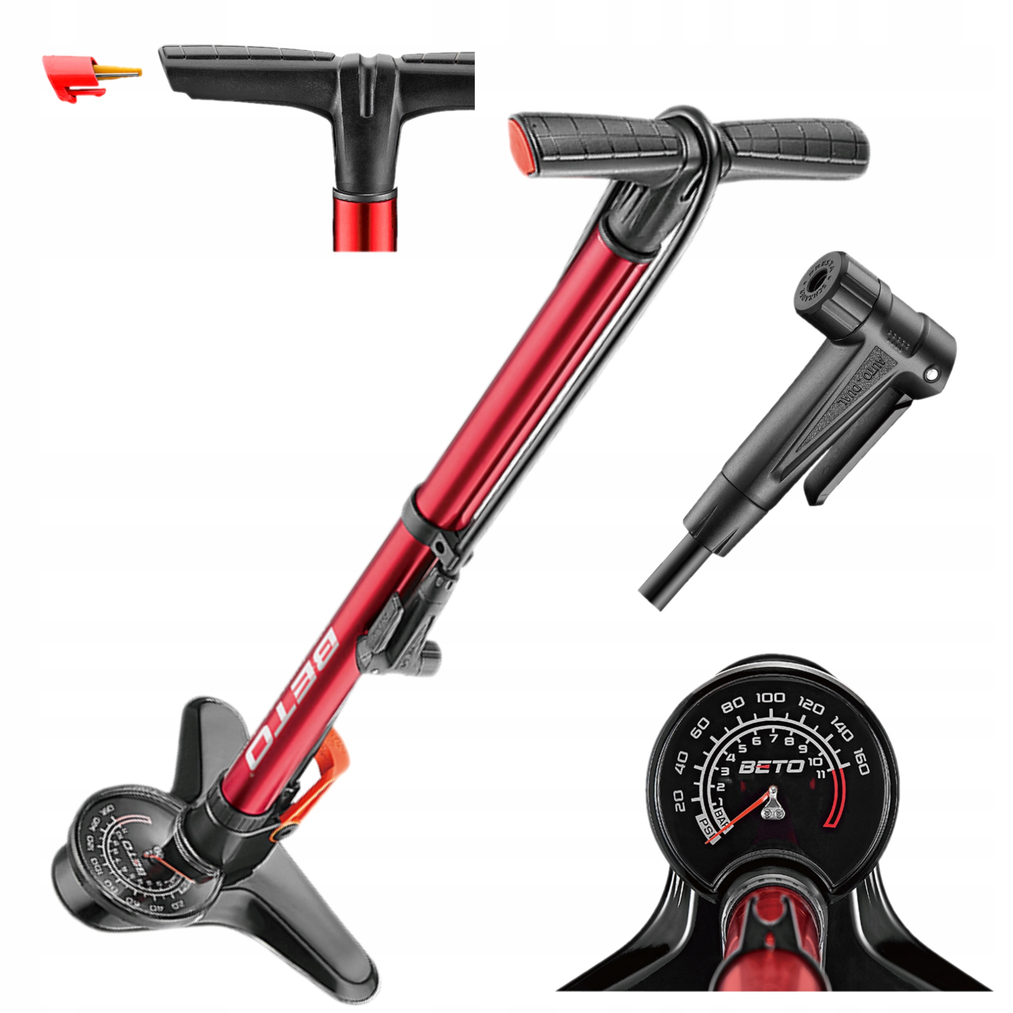 Pompka Rowerowa Beto CFL-003AGD Max Podłogowa Zasobnik Do Tubeless 160PSI