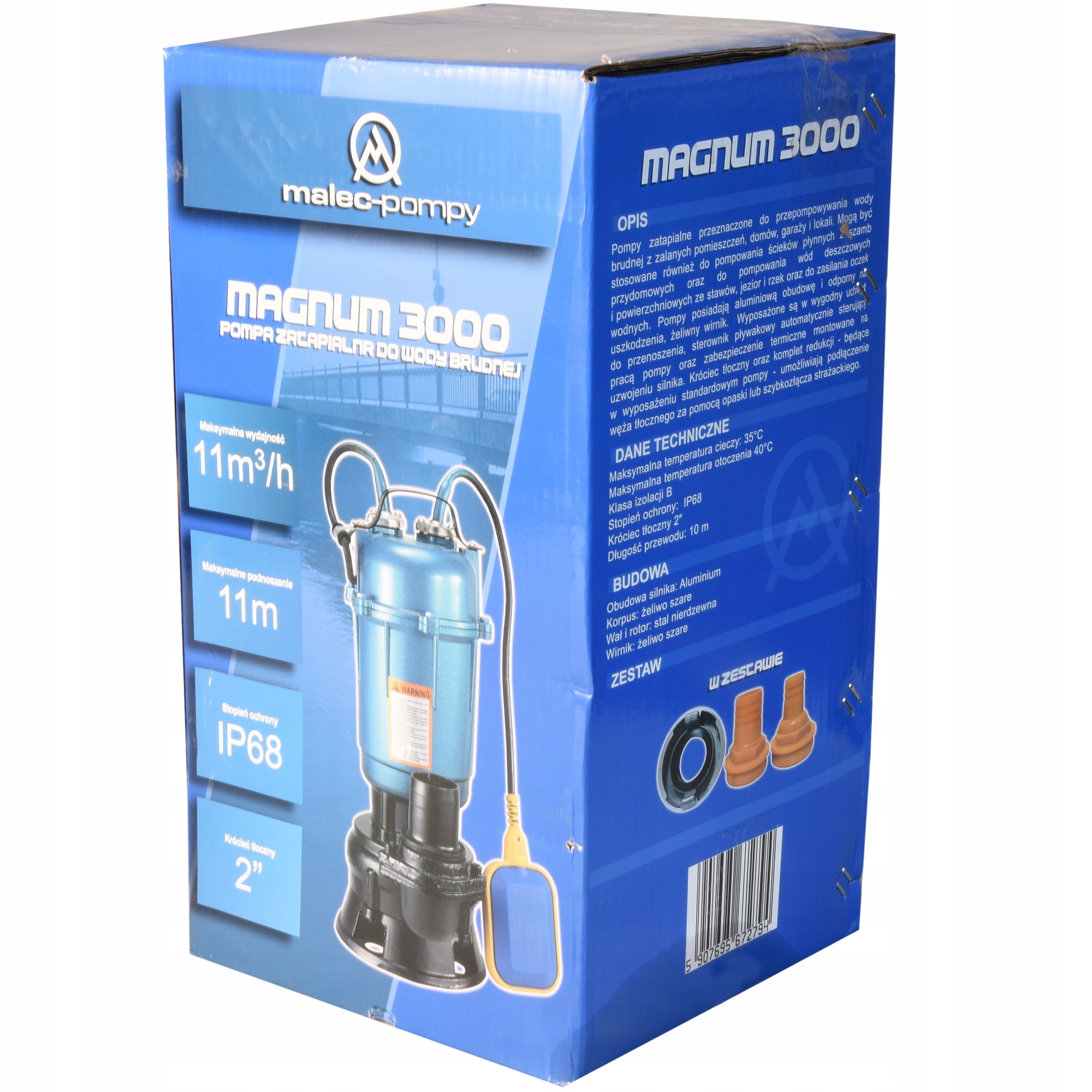 MOCNA POMPA DO SZAMBA ŚCIEKÓW USUWANIA WODY BRUDNEJ + pływak + KABEL 10M Kod producenta MAGNUM 300 K