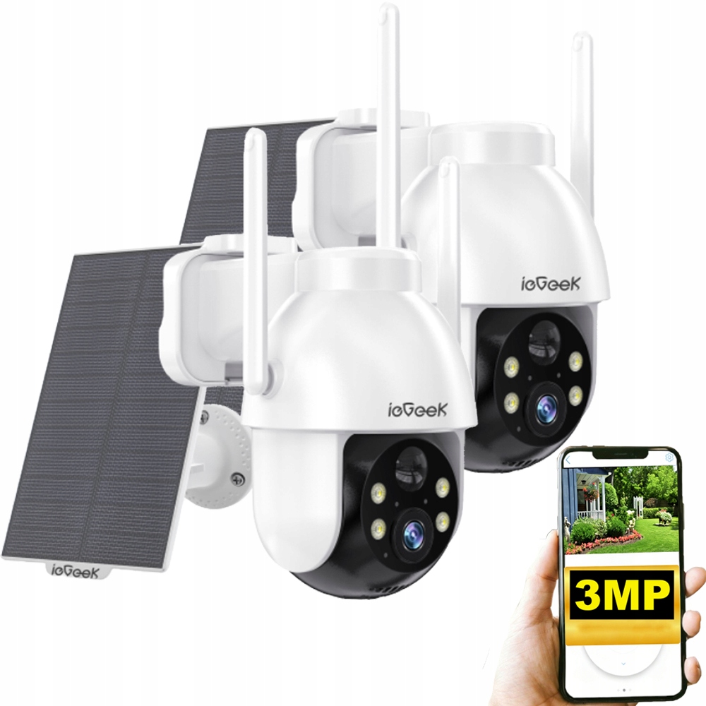 2 kusy Venkovní bezdrátová solární kamera Bezpečnostní kamery 2K