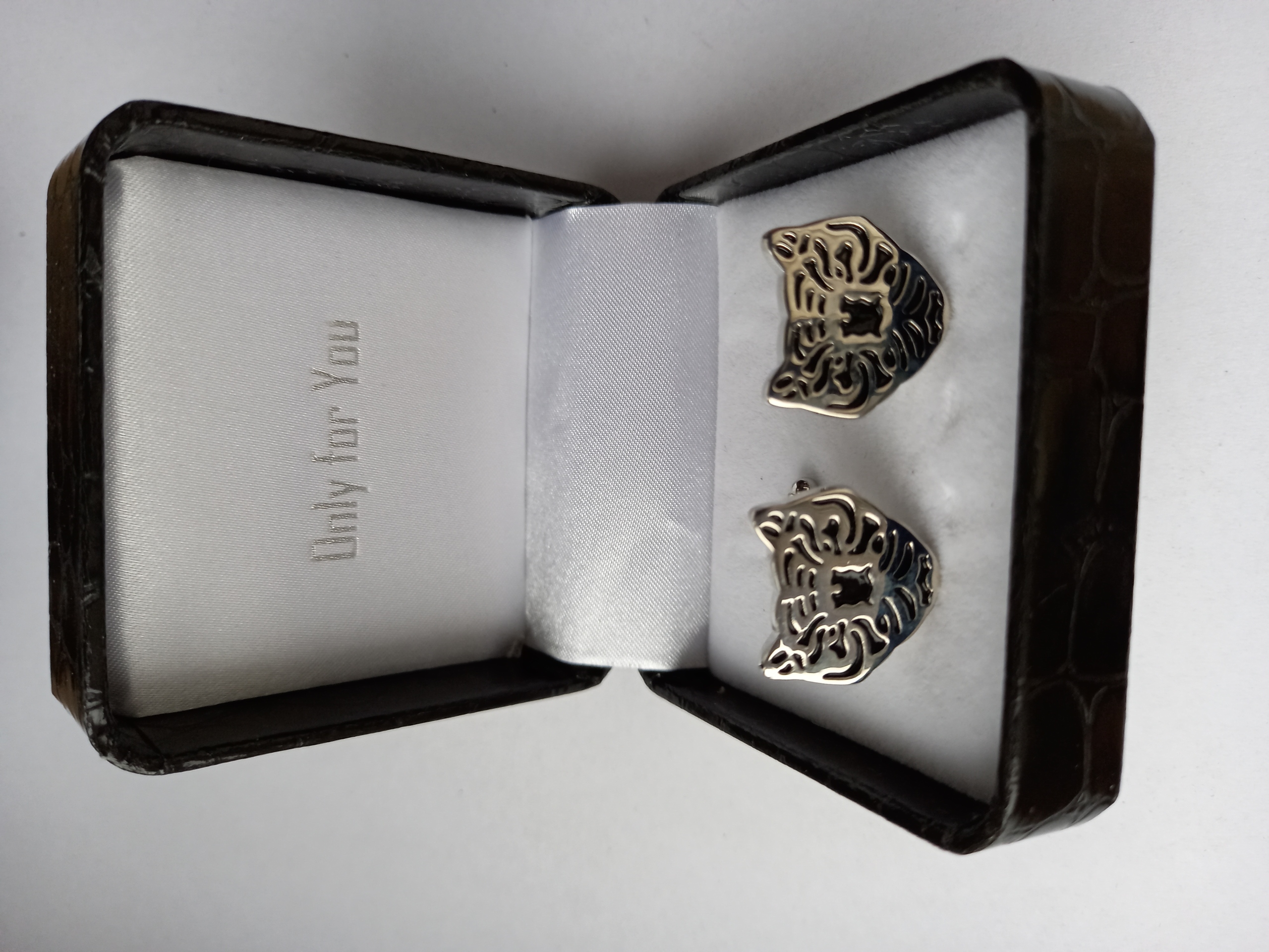 Exkluzivní manžetové knoflíčky na košili Exc Hlava kočky Jaguar Pouzdro z kůže