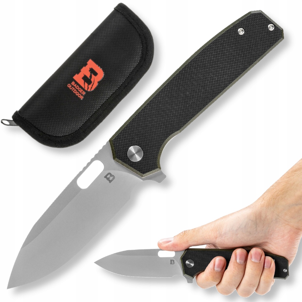 Zavírací Nůž Badger Outdoor D2 Lobo Black s vojenským klipem