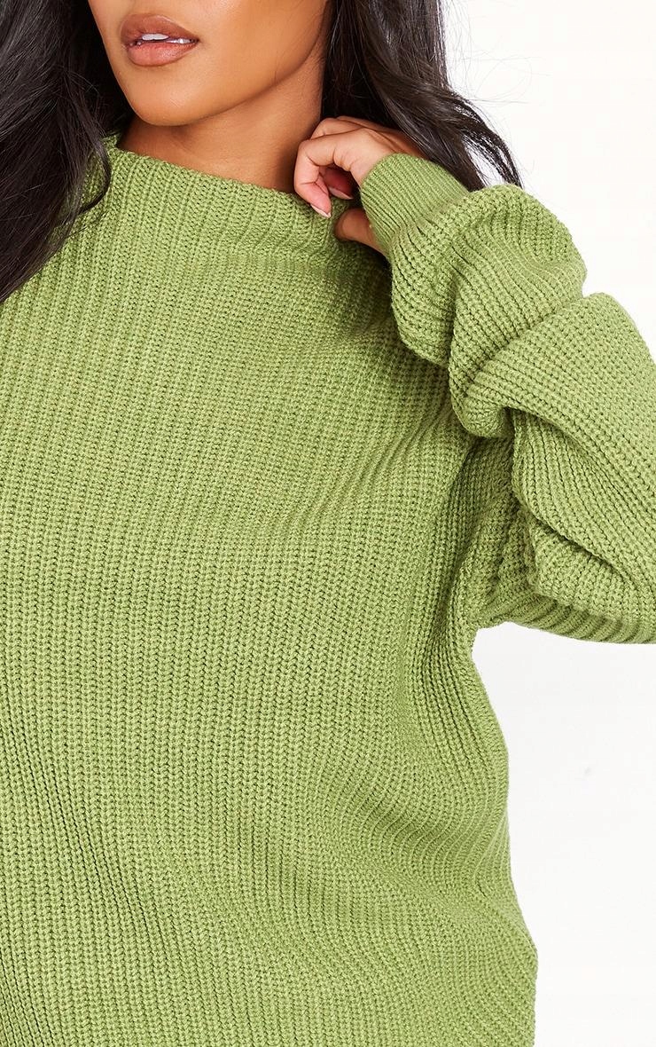 PRETTYLITTLETHING ZIELONY SWETER OVERSIZE STÓJKA NV9 NG4__L Materiał dominujący poliester