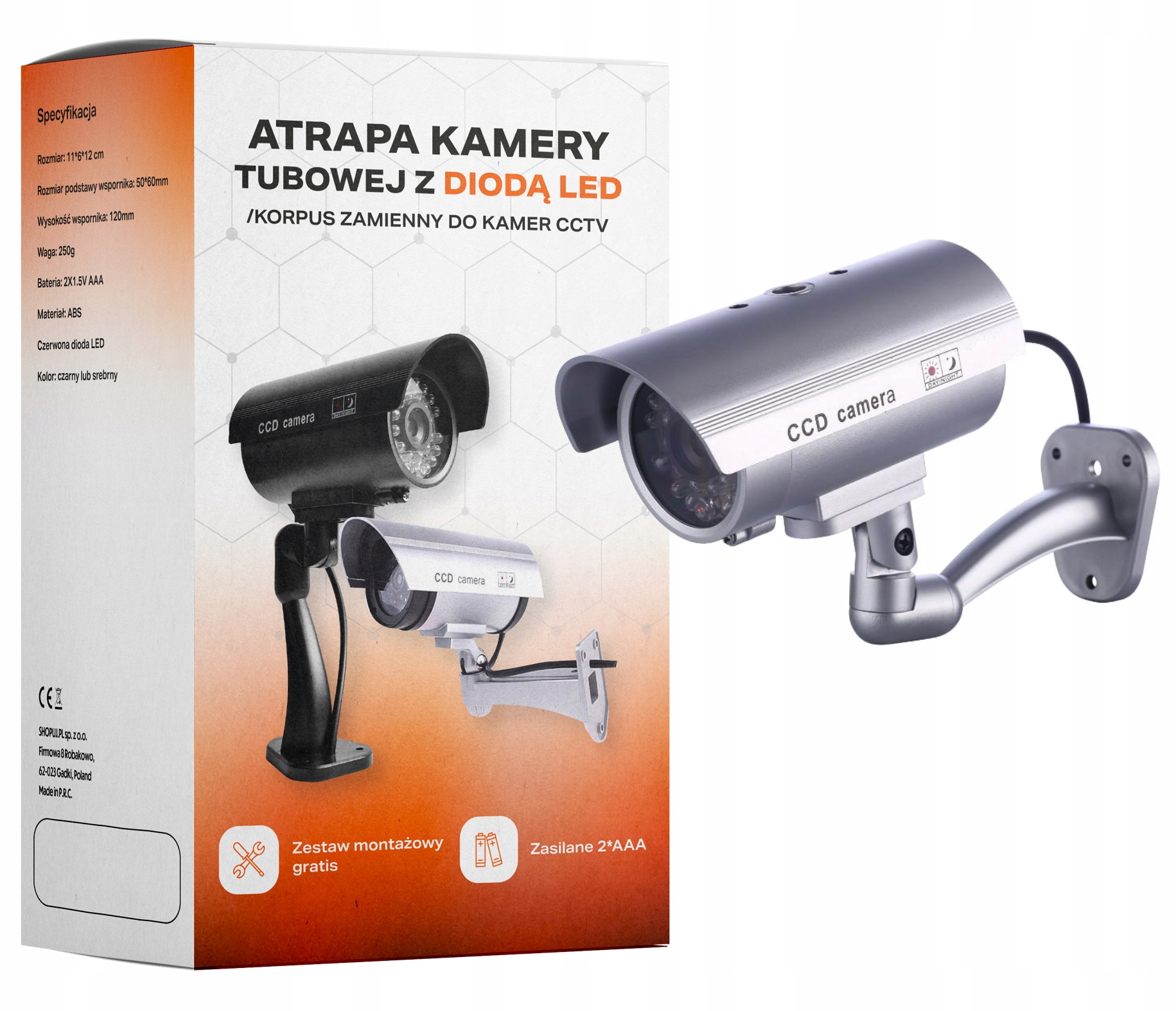 

Atrapa Kamery Monitoring Kamera Dioda Led Srebrna