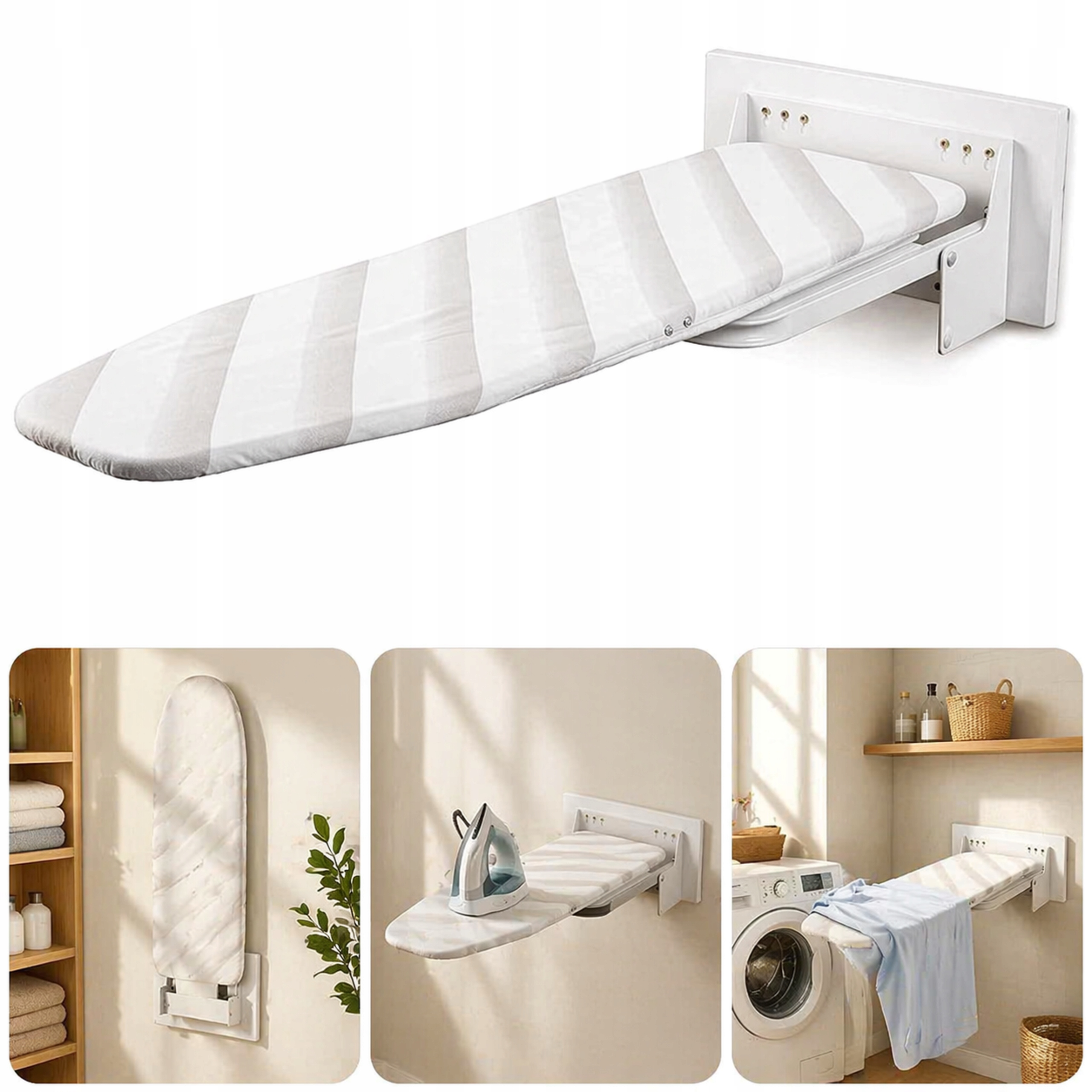 Žehlicí prkno nástěnné 95x30 cm otočné o 180° bílá kompaktní