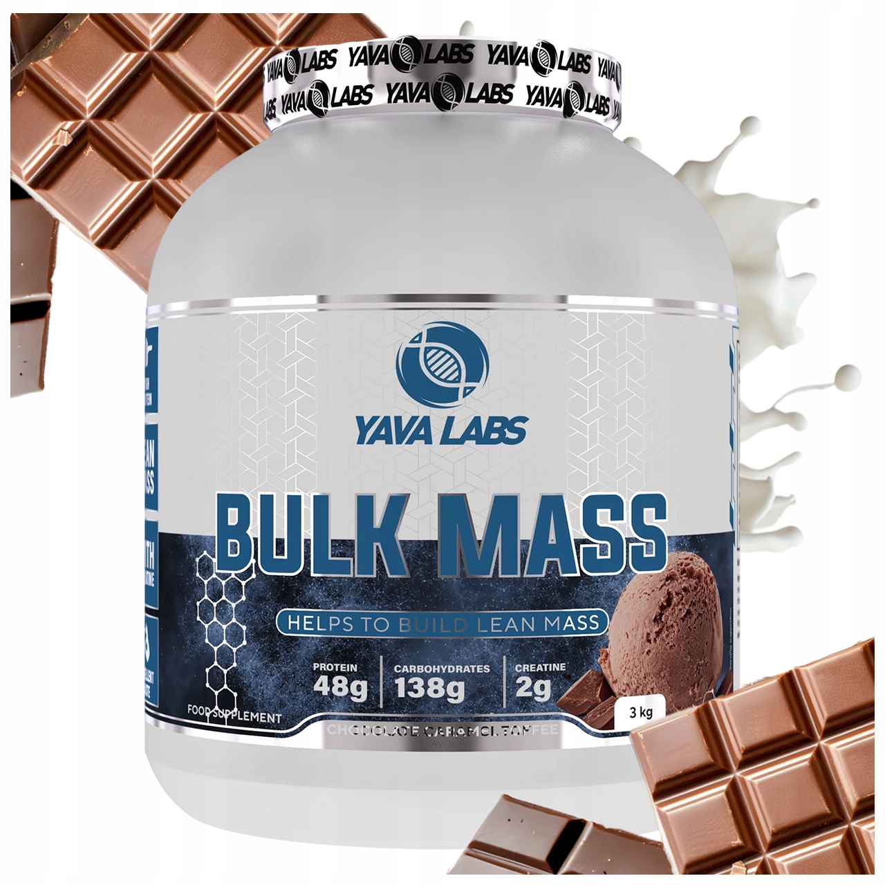 Gainer Pro Sportovce Bulk Mass Yava Labs Čokoládový 3000 G