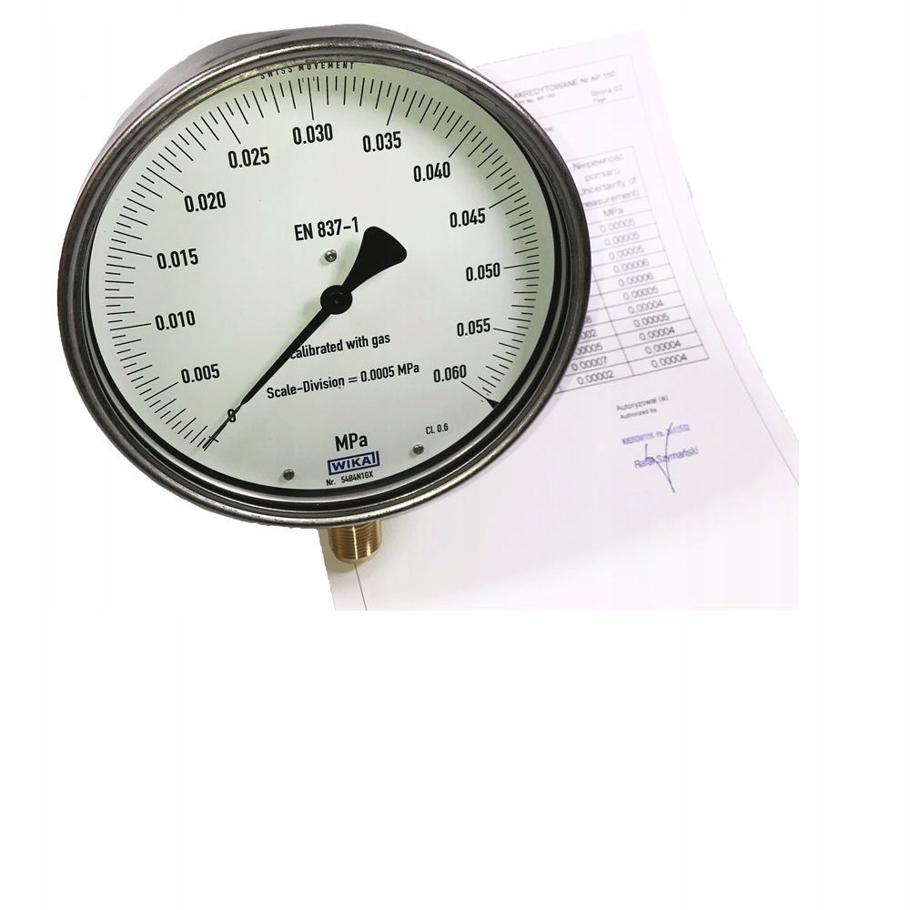 0-0,06MPa (0-0,6atm) Manometr kontrolny kl.0,6 160mm Wika 312.20.160 Pca