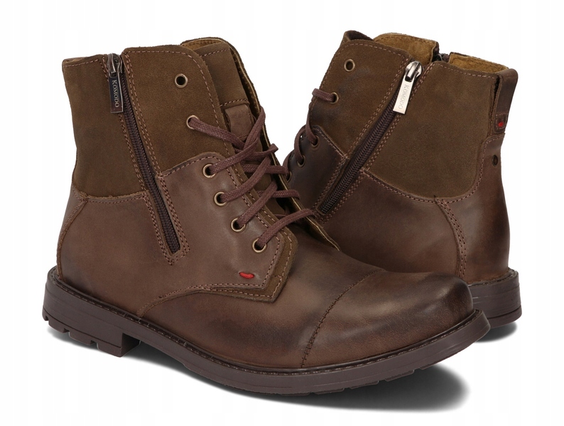 MĘSKIE BUTY OCIEPLANE POLSKIE SKÓRA 871 BRĄZ 44 Model SZTYBLETY