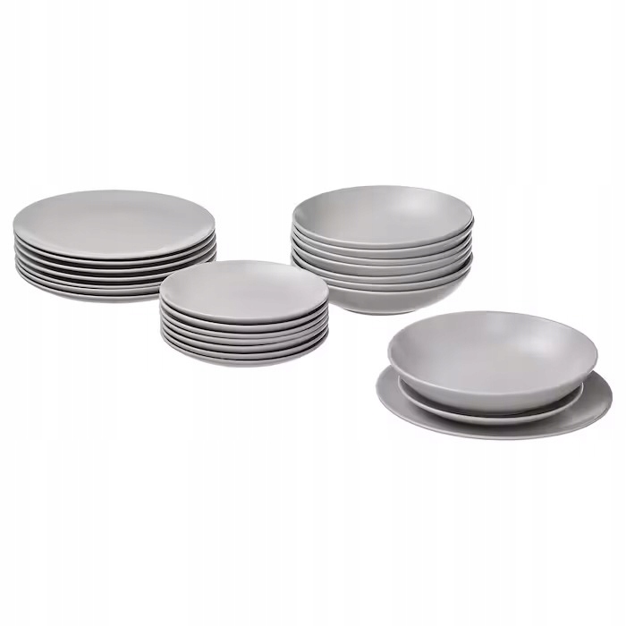 

Ikea Fargklar Serwis Talerzy Jasnoszary 24 Szt.