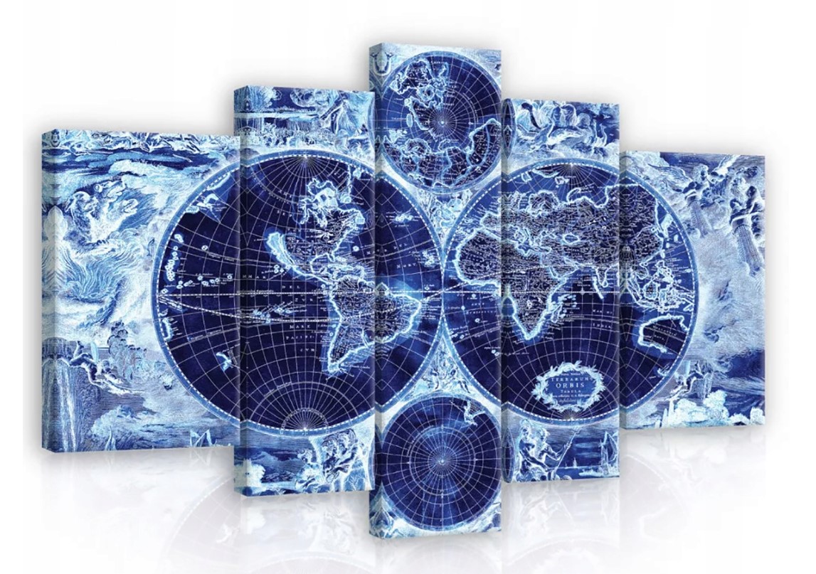 Obraz 170x100 Mapa sveta stará starožitná modrá dekorácia steny cestovanie