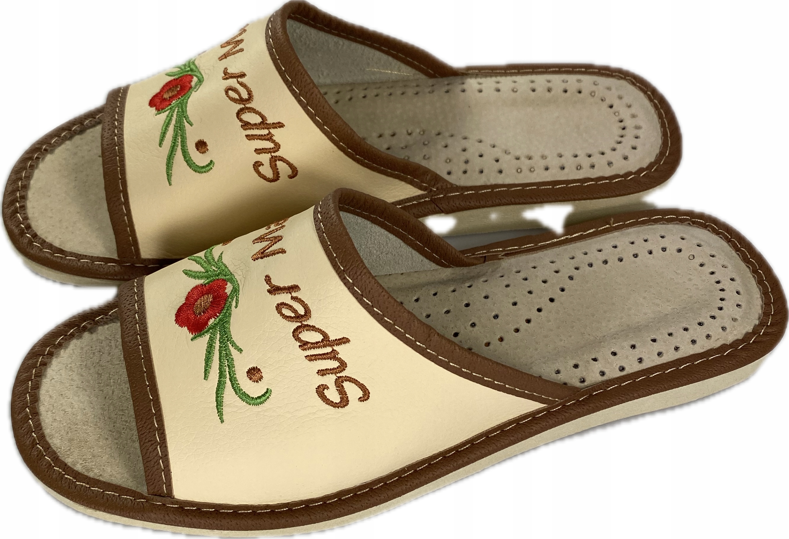 PANTOFLE KAPCIE DAMSKIE BEZOWE SUPER MAMA KWITBUT R38 Marka inna