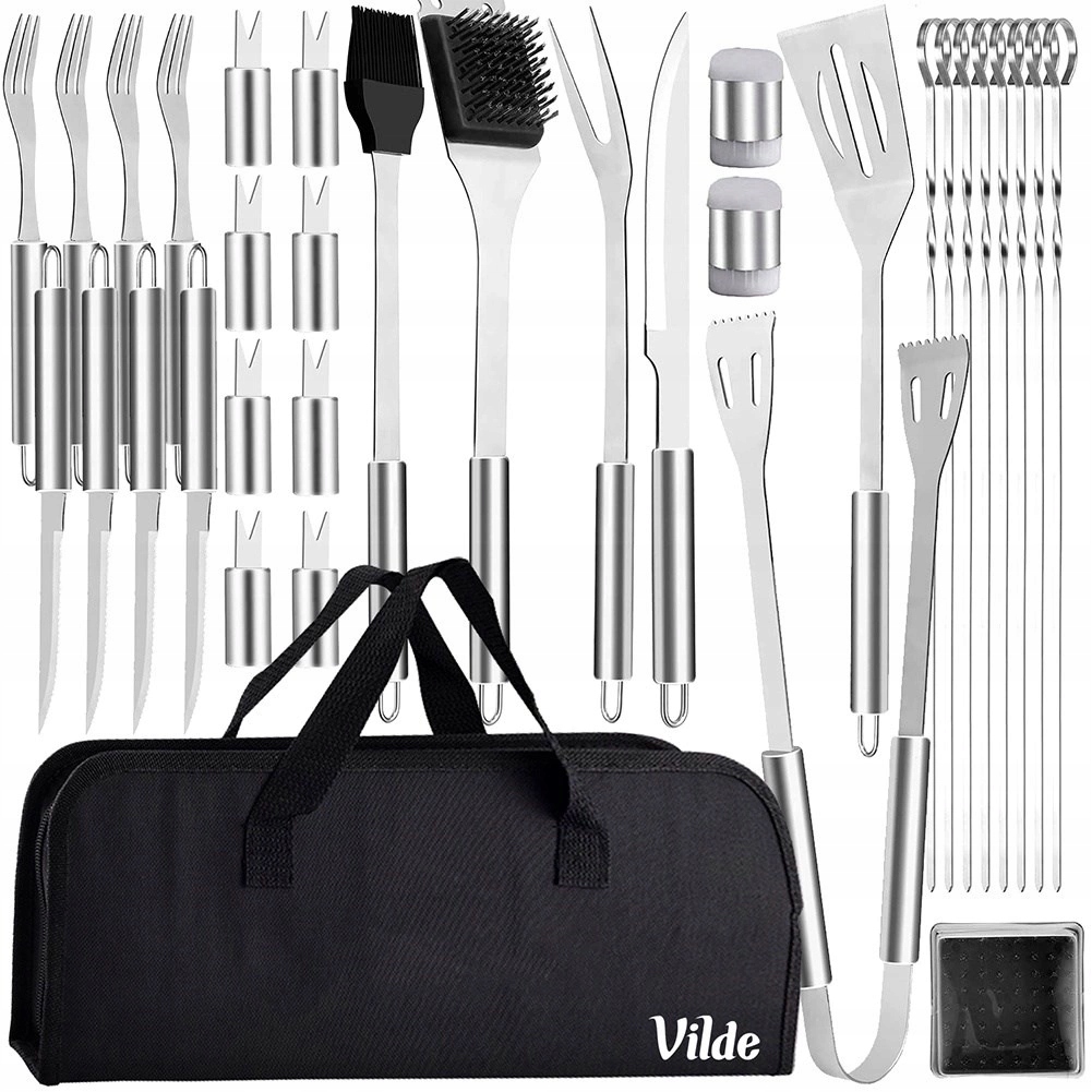 Sada náčiní Příslušenství k grilu Ocelové s Pouzdro Vilde 33 ks.