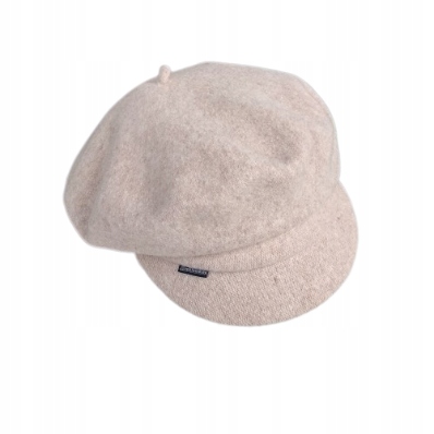 béžový vlněný Český baret s kšiltem, dámský klobouček, meloun Rabionek