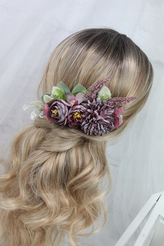 Grzebyk do włosów kwiat RÓŻ CIEMNY kamelia stroik Kod producenta 1212