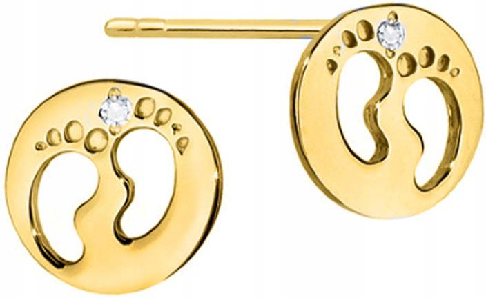 Zlaté náušnice 585 mm s kroužkem s diamanty, módní vzor jako dárek