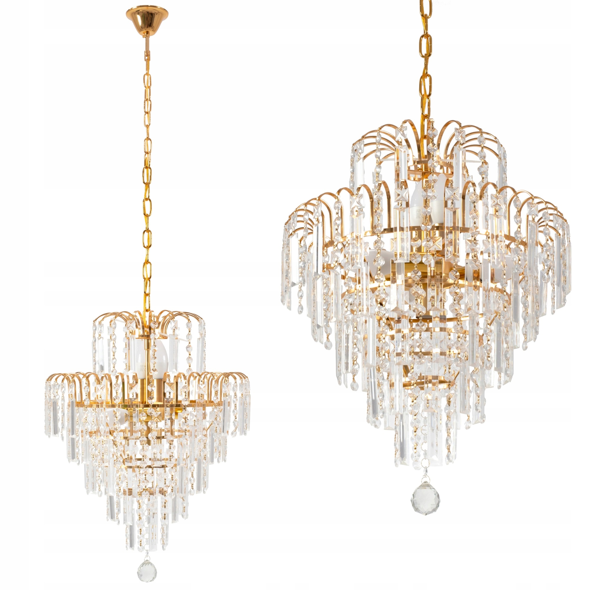 

Lampa Wisząca Glamour Kryształowa Gold Złota E14