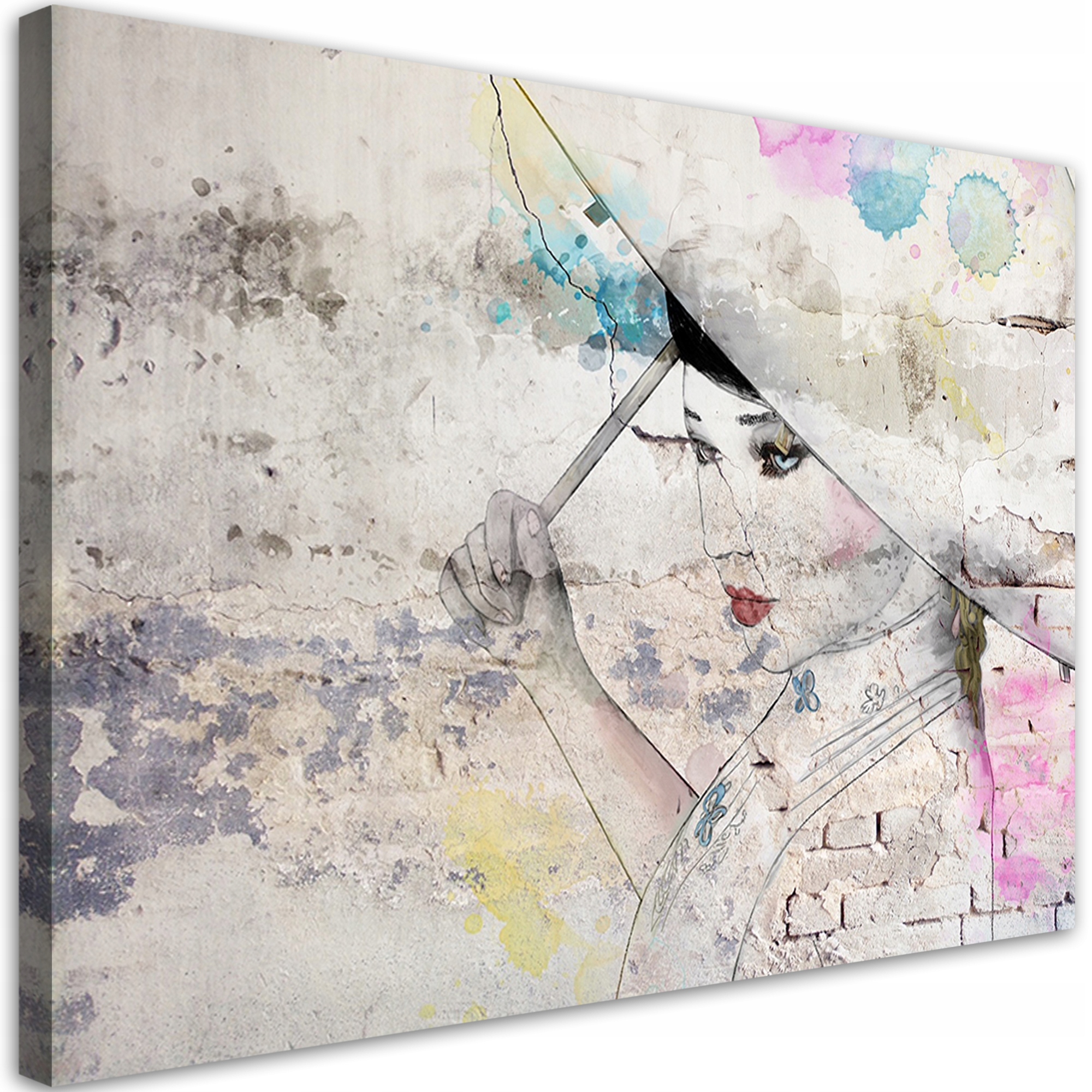 Obraz na plátne, Gejša držiaca dáždnik 120x80